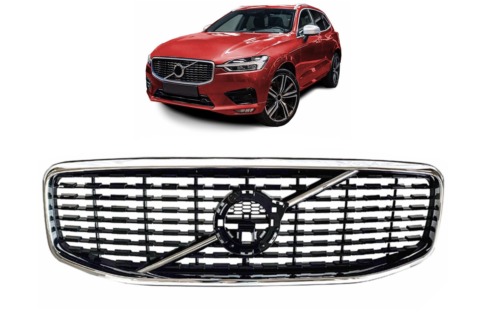 Grila Centrala compatibil cu Volvo XC60 II (2017-2021) Negru Lucios