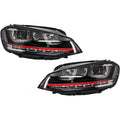 Faruri LED pentru VW Golf 7 VII 2012-2017, design GTI, semnal dinamic