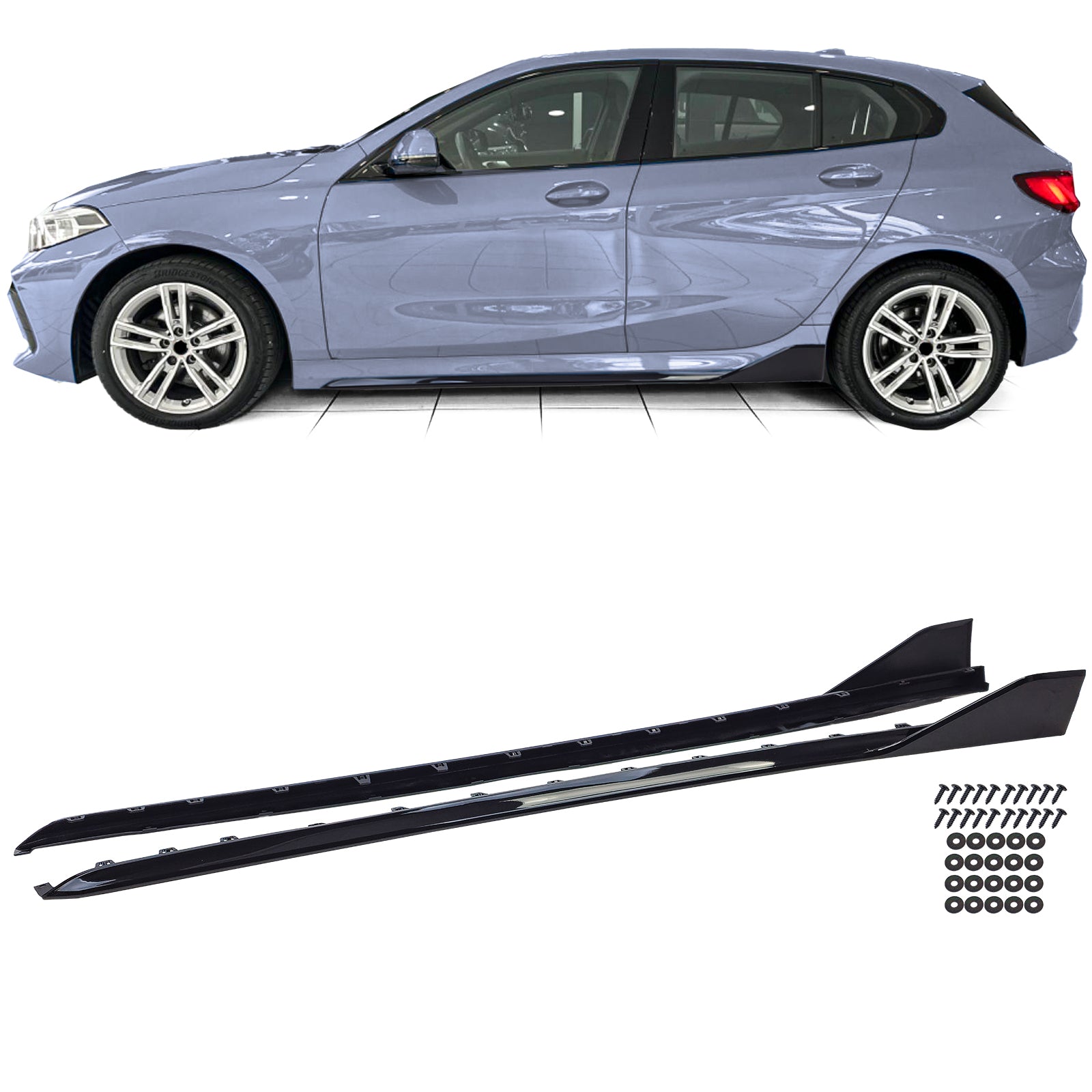 Prindere pentru praguri laterale negru lucios potrivită pentru BMW Seria 1 F40 din 2019